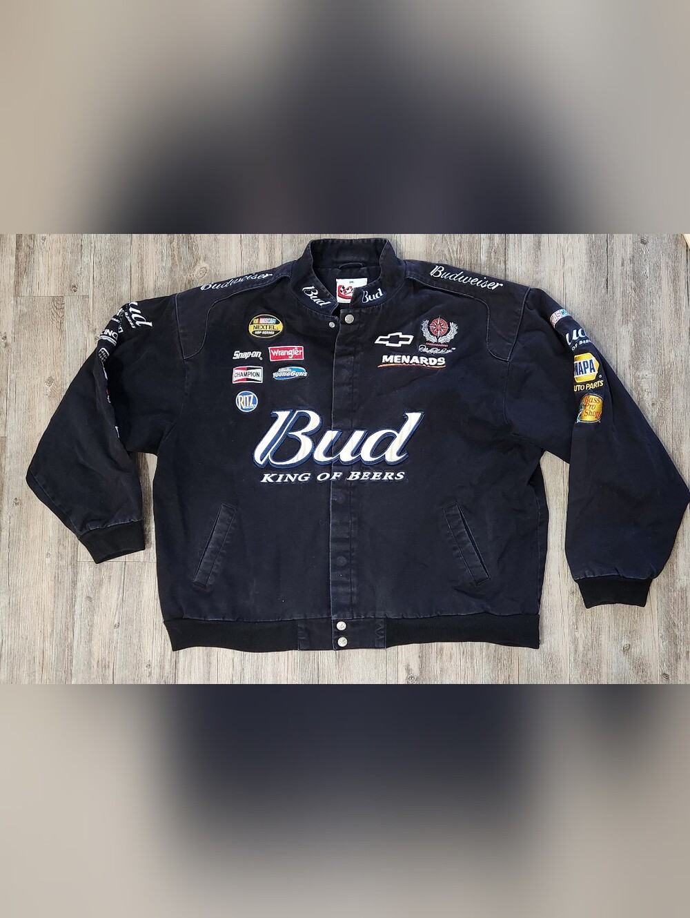 Vintage Nascar Chase Authentics Budweiser racing jacket 3XL distressed Earnhardt